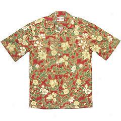 Traditional Floral Aloha Shirt-red