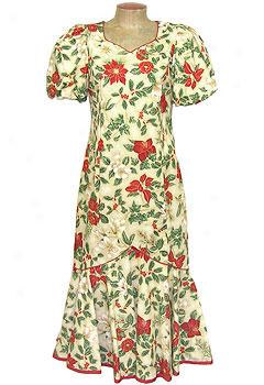 Traditional Floral Sweetheart Tea Length Muu Muu-cream