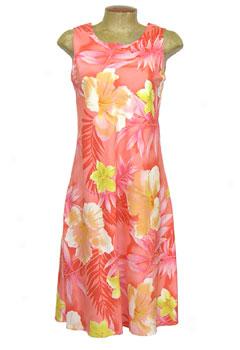 Tropic Petals Short Bias Dress-peach