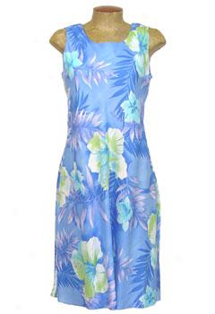 Tropic Petals Short Bias Dress-blue