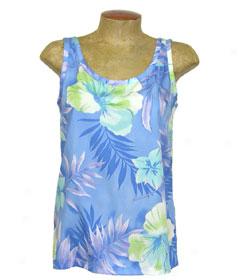 Tropic Petals Tank Top-blue