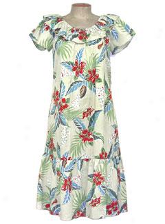 Tropical BouquetR uffle Neck Short Muu Muu