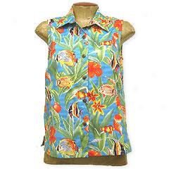 Tropical Fish Tank Sleeveless Blouse