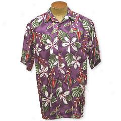 Tropical Paradise Aloha Shirt- Plum