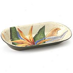 Vibrant Bird Of Paradiae Oval Tray