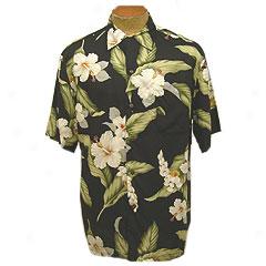 Vintage Hibisscus Men's Aloha Shirt- Black