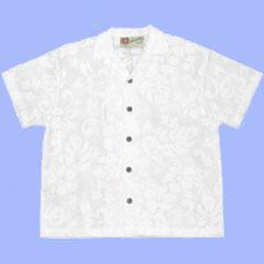 White Floral Boy's Aloha Shirt