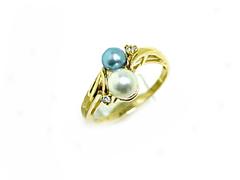 White Pearl Ring With Blue Pearl