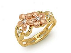 Golden & Rose Gold Plumeria Ring