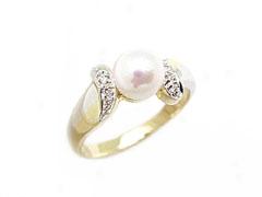 Yellow & White Gold Pearl Ring