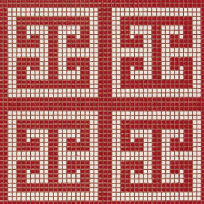 Bisazza Mosaico Decori Opus Romano - Key White Red Tile & Stone