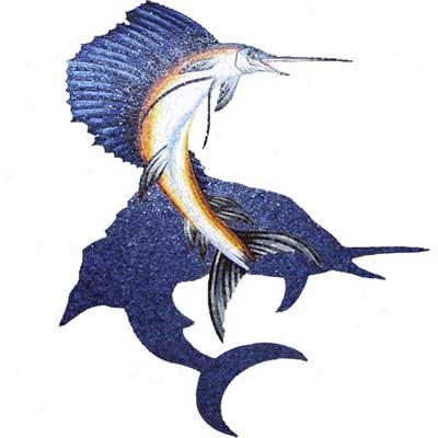 Daltile Glass Mosaic Murals Sailfish With Shadow 89 X 110 Tile & Stone