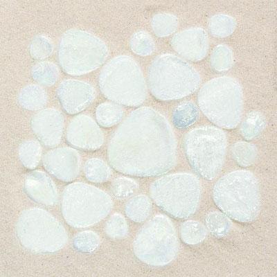 Daltile Glass Pebbles Mosaic Oyster White Iridescent Tile & Stone