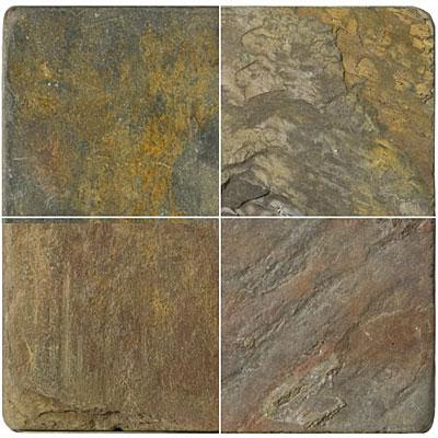 Emser Tile Antique & Tumbled Adamant 4 X 4 Slate Tumbled Multi Rajah Tile & Stone