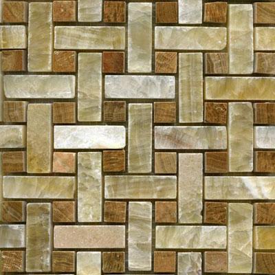 Maestro Mosaics Rock Basketweave Mosaic Honey Onyx Timber Tile & Stone