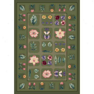 Milliken Botanical Floral 7473/217 2 X 8 Runner Bronzed Green Area Rugs