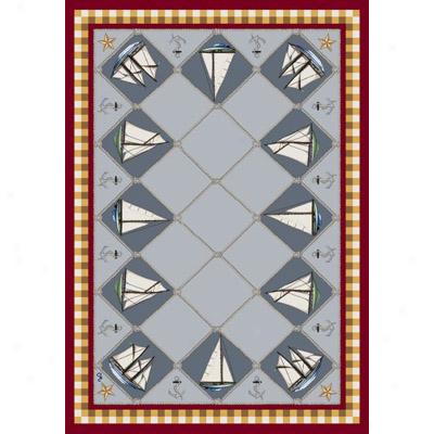 Milliken Nantucket Regatta 7483/294 5 X 8 Oval Scarlet Area Rugs