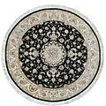 Nejad Rugs Silk & Wool 8 Round Tabriz Black/ivory Area Rugs