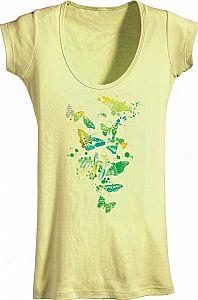 Butterflies Scoop Neck Baby Doll T-shirt