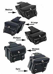 Non-tear Dura-hide Slant Saddlebag /w Studs