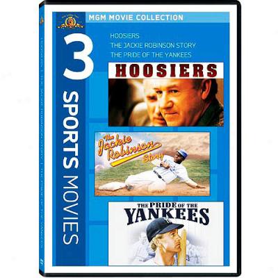 3 Sports Movies: Hoosiers / The Jackie Robinson Stoory / The Pride Of The Yankees (widescreen)