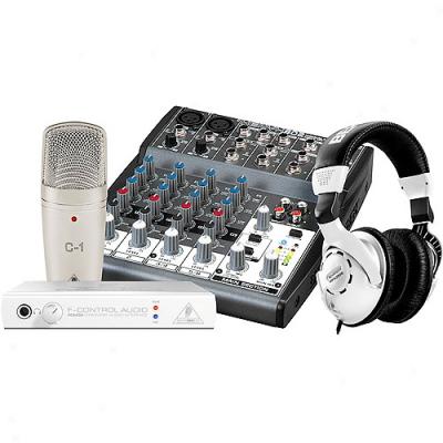 Behringre Podcastudio Firewire Podcast Recording Package With Firewire Interface, Mixer, Microphone, Headphones And More