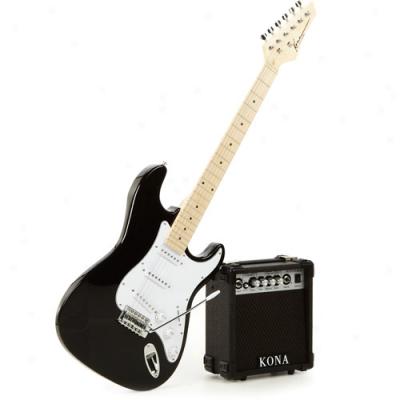 Electric Guitar For Dummies Bundle: Kona Electric Guuitar, Amplifier, Accessories, Instructional Book & Cd