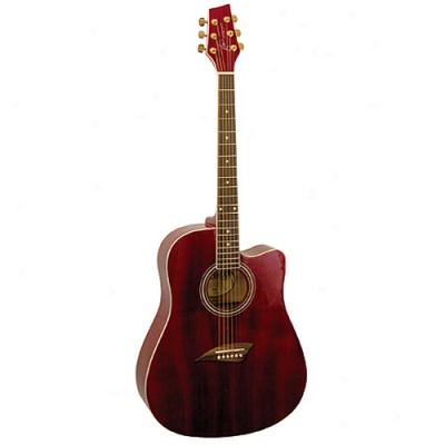 Kona Dreadnought Acoustic Guitar, High-gloss Transparent Red Finish