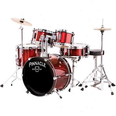 Ludwig Pinnacle Complete 5 Piece Jr Drumset, Wine Red