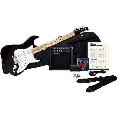 Silvertone Citation Electric Guitar Package, Liquid Black