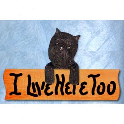 Affenpinscher I Live Here Too Maple Finish Sign