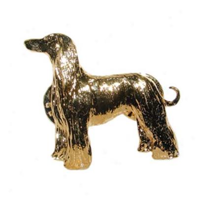 Afghan Hound Pin 24k Gold Plated