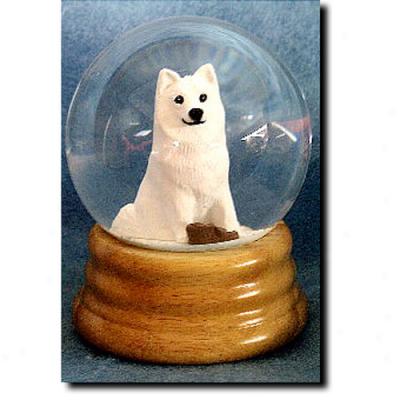 American Eskimo Dog Musical Snow Globe