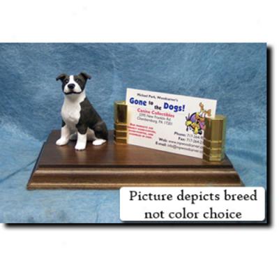 American Staffordshire Terrier (brindle)  Business Card Holder - Natural