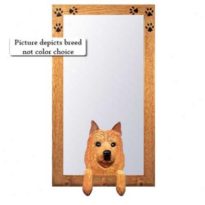 Australian Terrier Hall Mirror With Oak Golden Frame