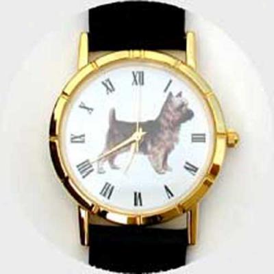 Australian Terrier Watch - Large Confront, Brown Leather