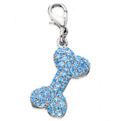 Austrian Crysal Ehgravable Collar Charm - Blue