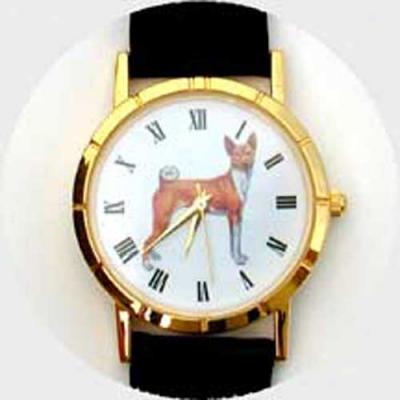 Basenji Watch - mSall Face, Brown Leather