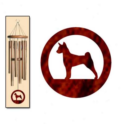 Basenji Wind Chimes Medium Bronze