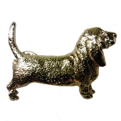 Basset Hound Pin 24k Gold Plated