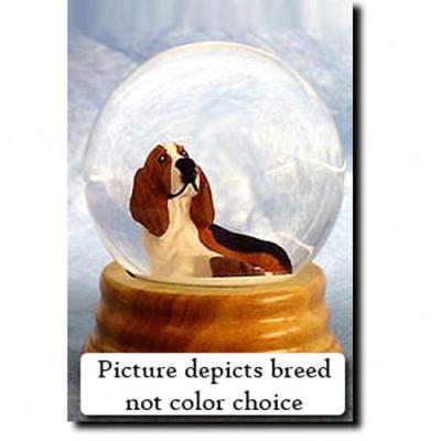 Basset Hound (tri Color) Musical Snow Globe