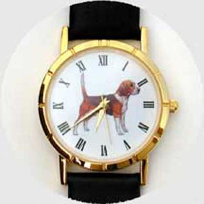 Beagle Watch - Small Face, Brown Leather