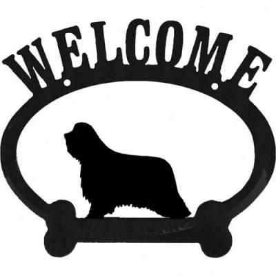 Bearded Collie Metal Welcome Sign
