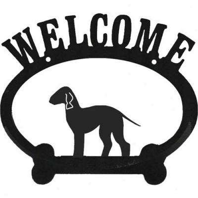 Bedlington Terrier Metal Welcome Sign