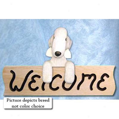 Bedlington Terrier White Welcome Sign Oak