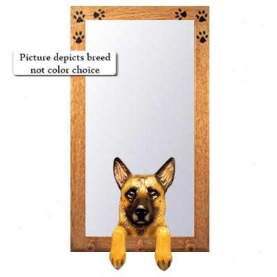 Belgian Malinois Hall Mirror With Basswood Walnut Frame