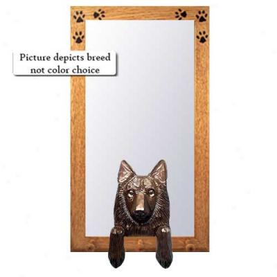 Belgian Sheepdog Hall Mirror With Oak Golden Frame