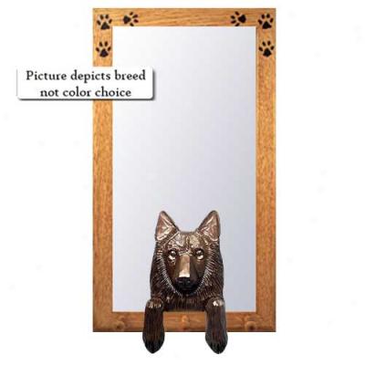 Belgian Sheepdog Hall Mirror With Oak Natural Frame