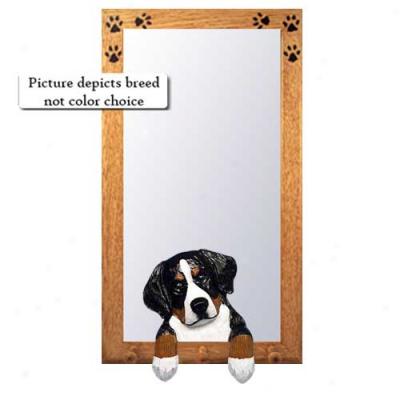 Bernese Mount Dog Hall Mirror With Basswood Pine Form
