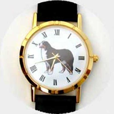 Bernese Mountain Dog Watch - Small Face, Brown Leather